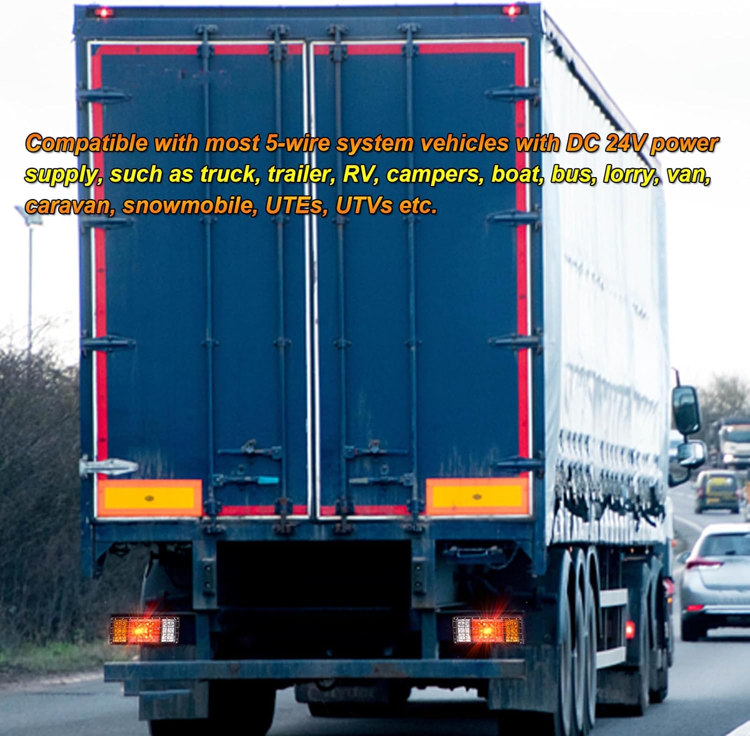 Biqing LED Trailer Tail Lights,32 LED Truck Rear Light Trailer Lights with Reverse Running Light Turn Signal Brake Light 24V with Iron Net for Truck Boat Trailer UTV UTE RV Camper Pickup,2pcs