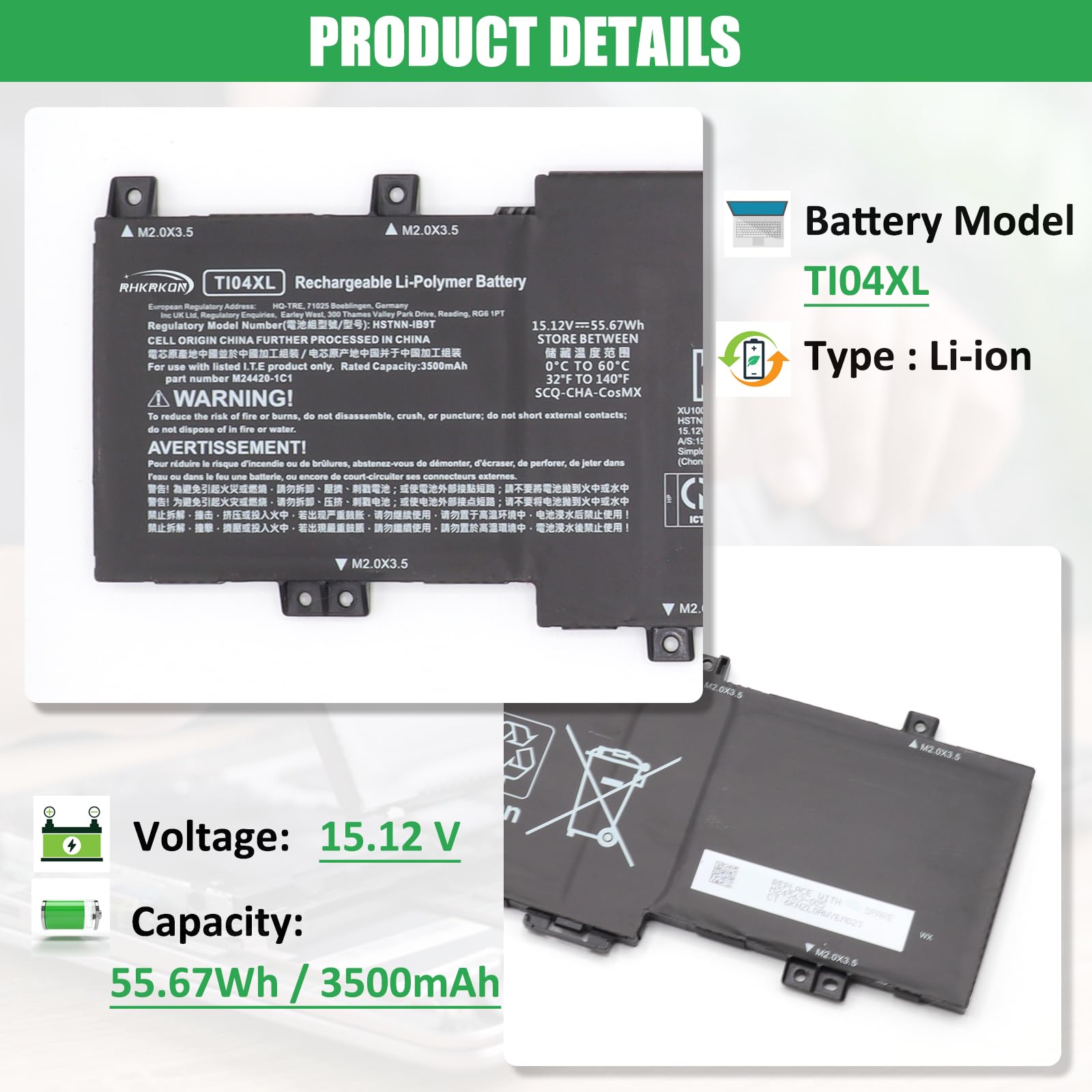 Amazon.com: RHKRKQN TI04XL M24563-005 Battery Replacement for HP