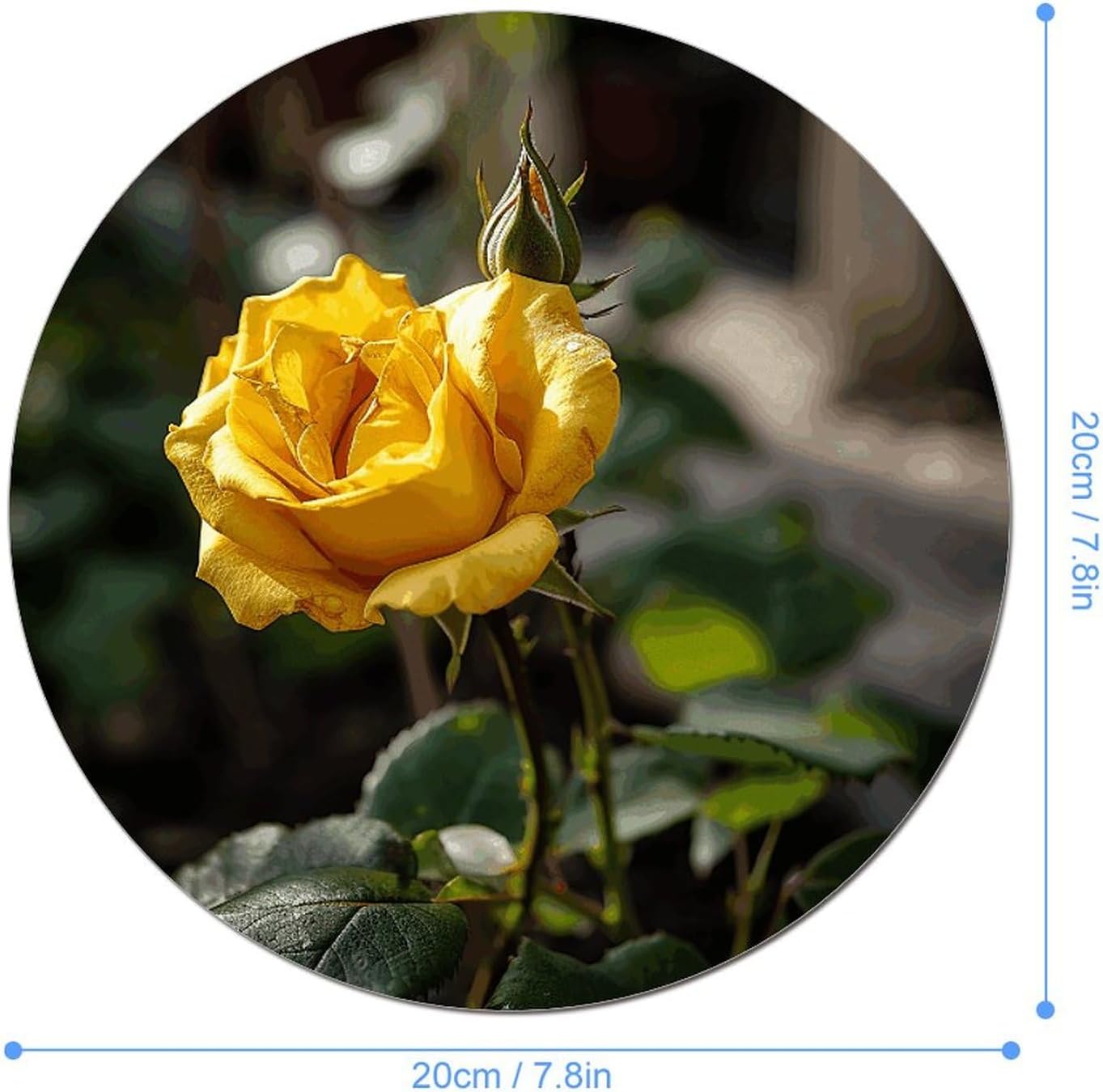 Growing Yellow Rose Round Mousepad Funny Small MouseMat with Non-Slip Rubber Base and Stitched Edge Gaming Mousepad for Home Office Dorm Desk Decor Accessories for Home Office Work 7.8x7.8 Inches image 2