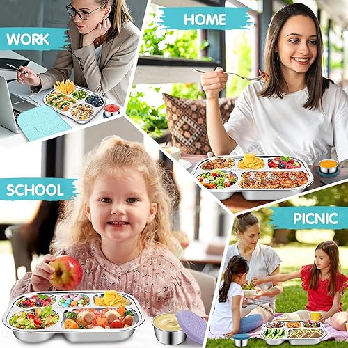 Miniatura 7 de Lonchera Bento para niños, lonchera reutilizable de silicona para niños, contenedor de almuerzo a prueba de fugas, contenedor de almacenamiento de