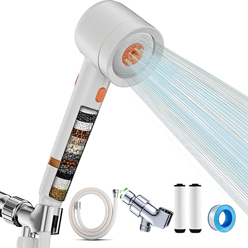 Miniatura 11 de Cabezal de ducha de alta presión con mango, cabezal de ducha con filtro con interruptor de pausa, cabezal de ducha con filtro de ahorro de agua,