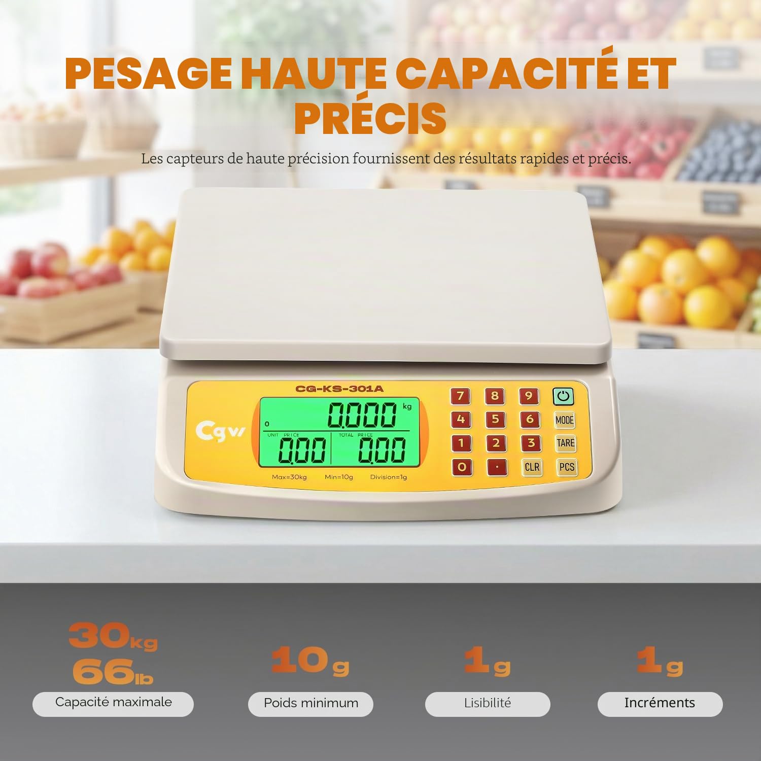 CGOLDENWALL 30kg/1g Balance Cuisine Numérique - KG/LB/OZ, Comptage & Tare