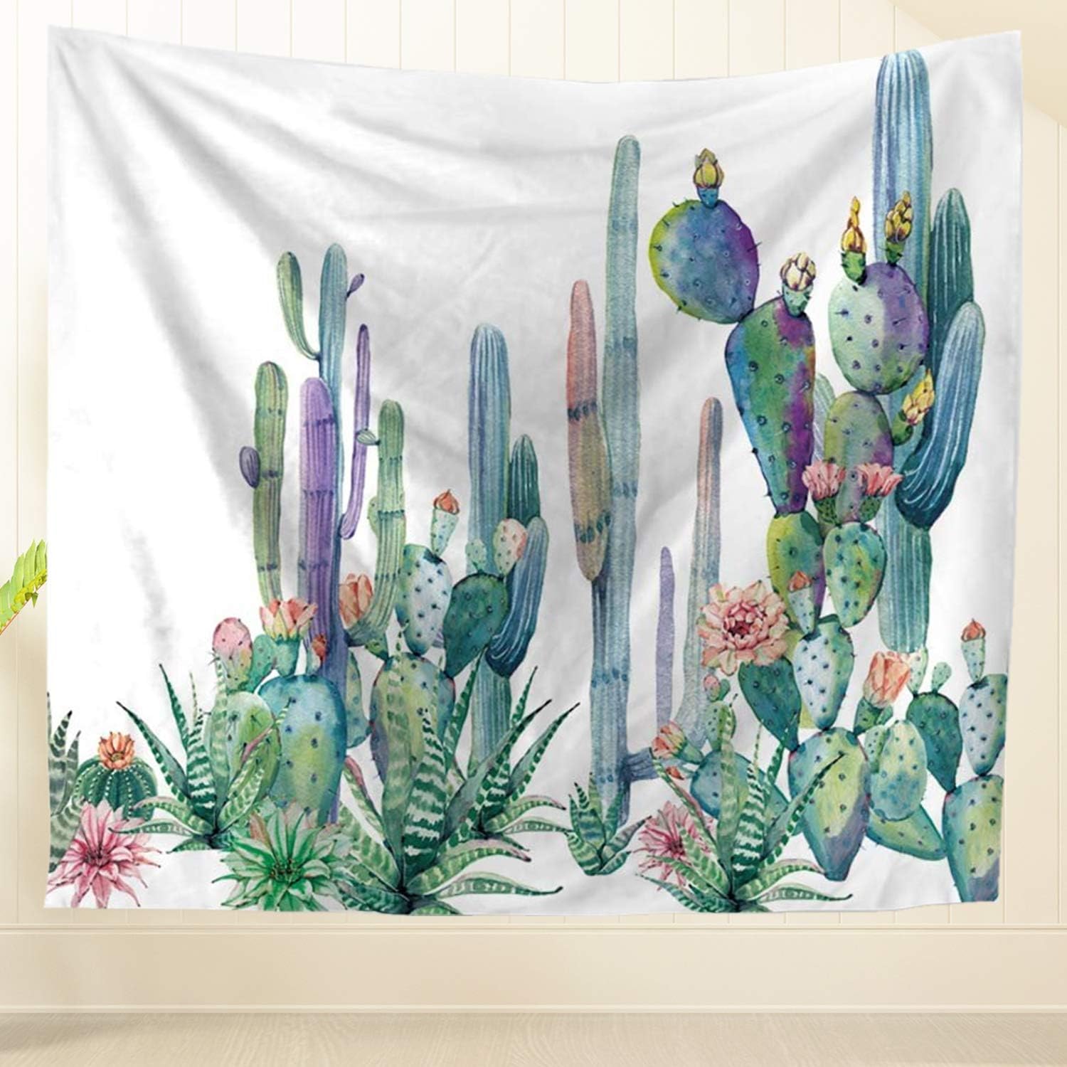 ECONIE Cactus Tapestry Mandala Wall Hanging Tapestry Wall Art Decor, Beach Throw, Table Runner/Cloth,51" x 60"Inches (10)