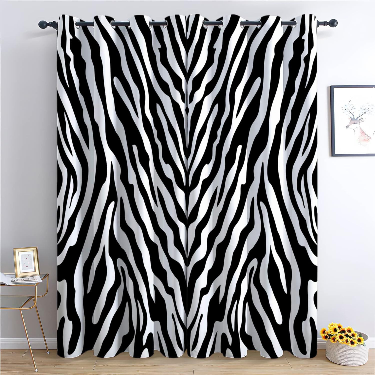 Rideau occultant chambre adulte à motif zèbre noir et blanc