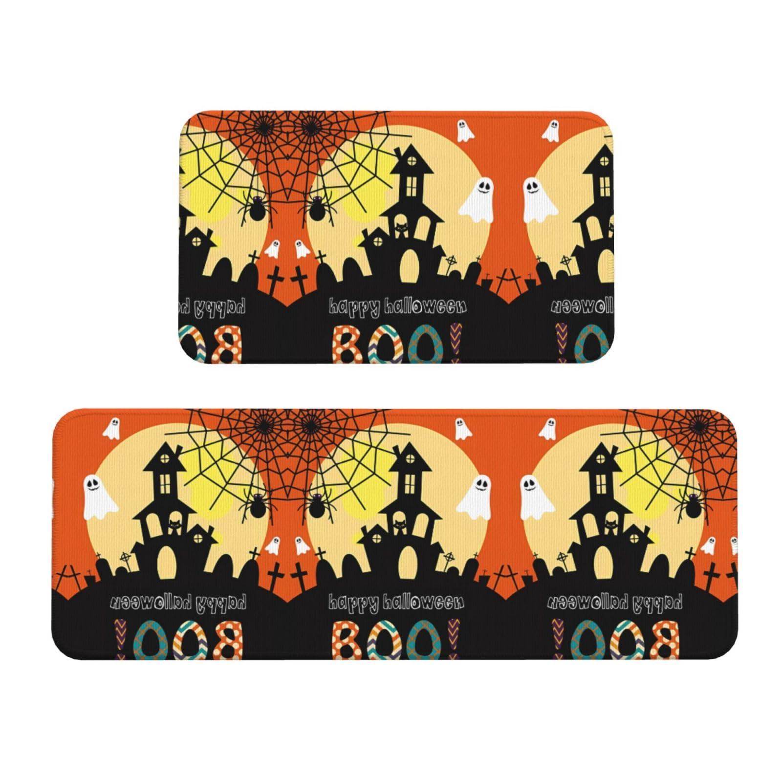 Alfombrillas de cocina con estampado de calabaza fantasma de Halloween en pack de 2
