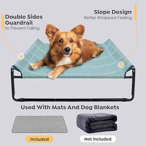 Miniatura 10 de Veehoo Cama elevada original y refrescante para perros, cama elevada para perros grandes, cama portátil para mascotas de pie con malla transpirable