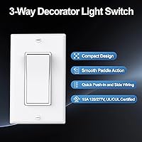Vista 2 de ThunderWay - Interruptor de luz para decoración de 3 vías con placas de pared, 15 A 120/277 V, interruptores basculantes de pared Decora de tres