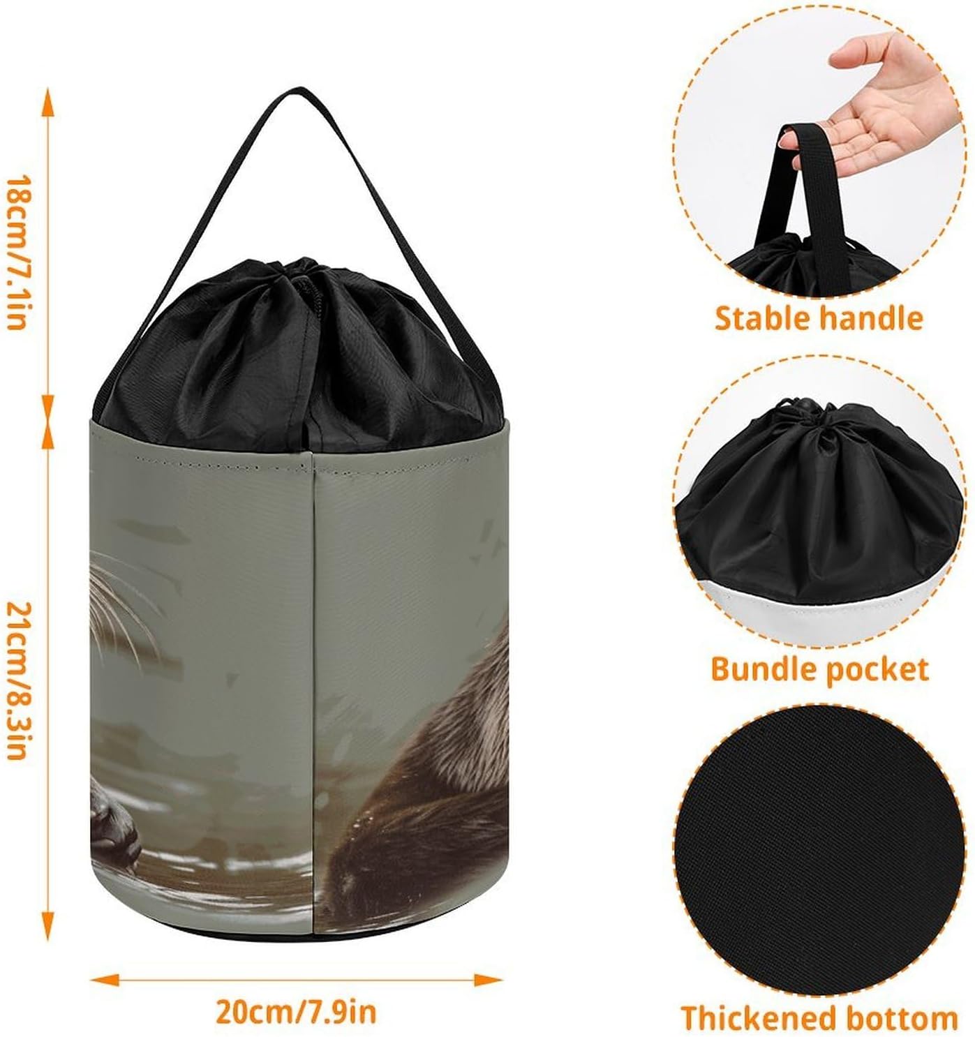 Otter Animal Storage Bag Large Reusable,Storage Box with Handle Drawstringm, Toy Storage Organizer Travel Case for Building Toys for Puzzles, Building Blocks, Board Game, Stationery, Books image 2
