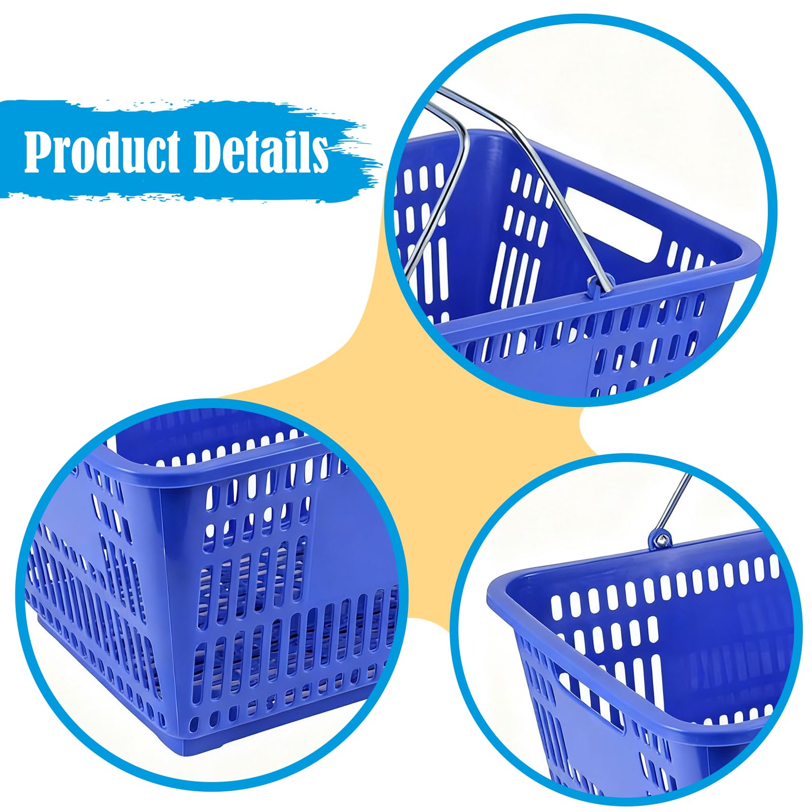 Milageto Einkaufskorb Supermarkt-Organizer, handlich, ergonomisch, multifunktional mit Griff, Einkaufskorb für Lebensmittel, Kosmetik und Badezimmer, Blau