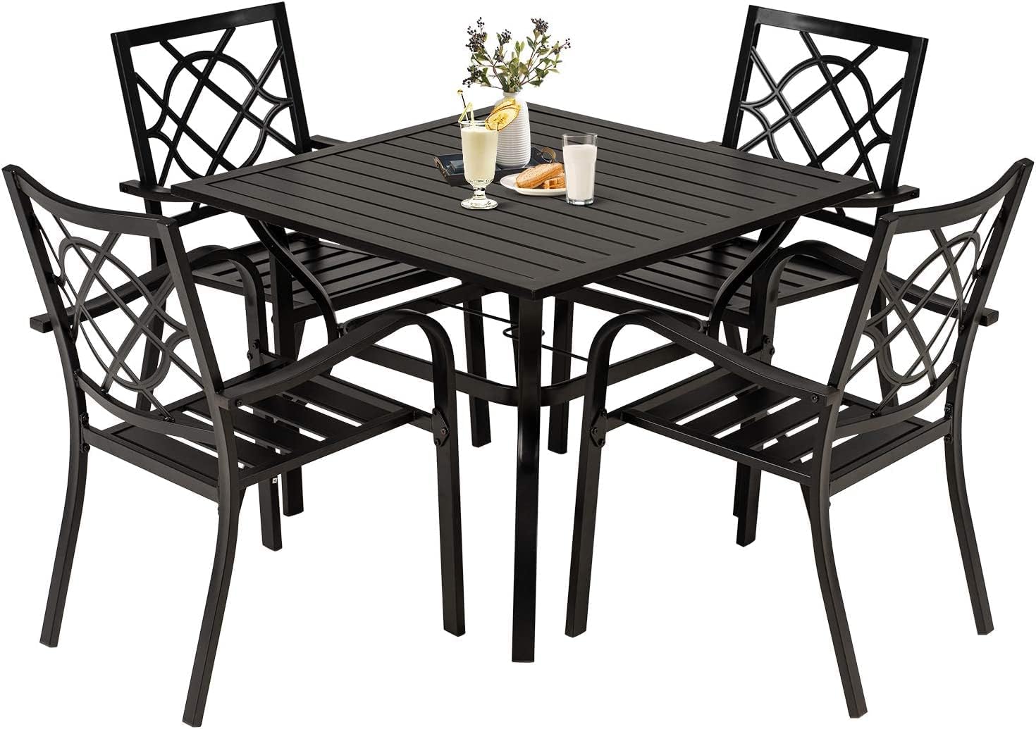 Patiomore 5 Piece Outdoor Patio Dining Set, Metal Furniture