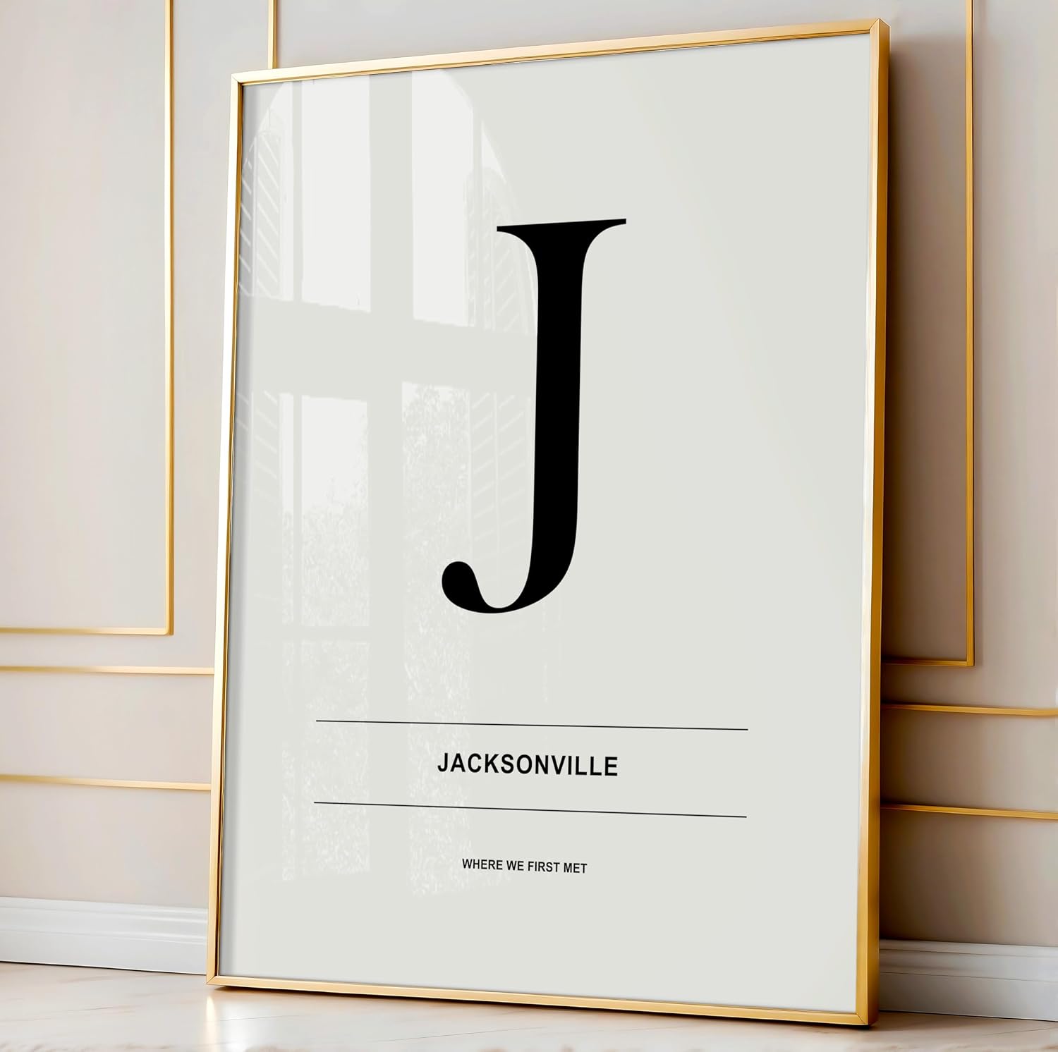 Poster Master Personalized Letter J City Print, Customized Typography Poster and Canvas, Minimal Art, Gift for Loved Ones, Couples, Available in 8x10 to 30x40