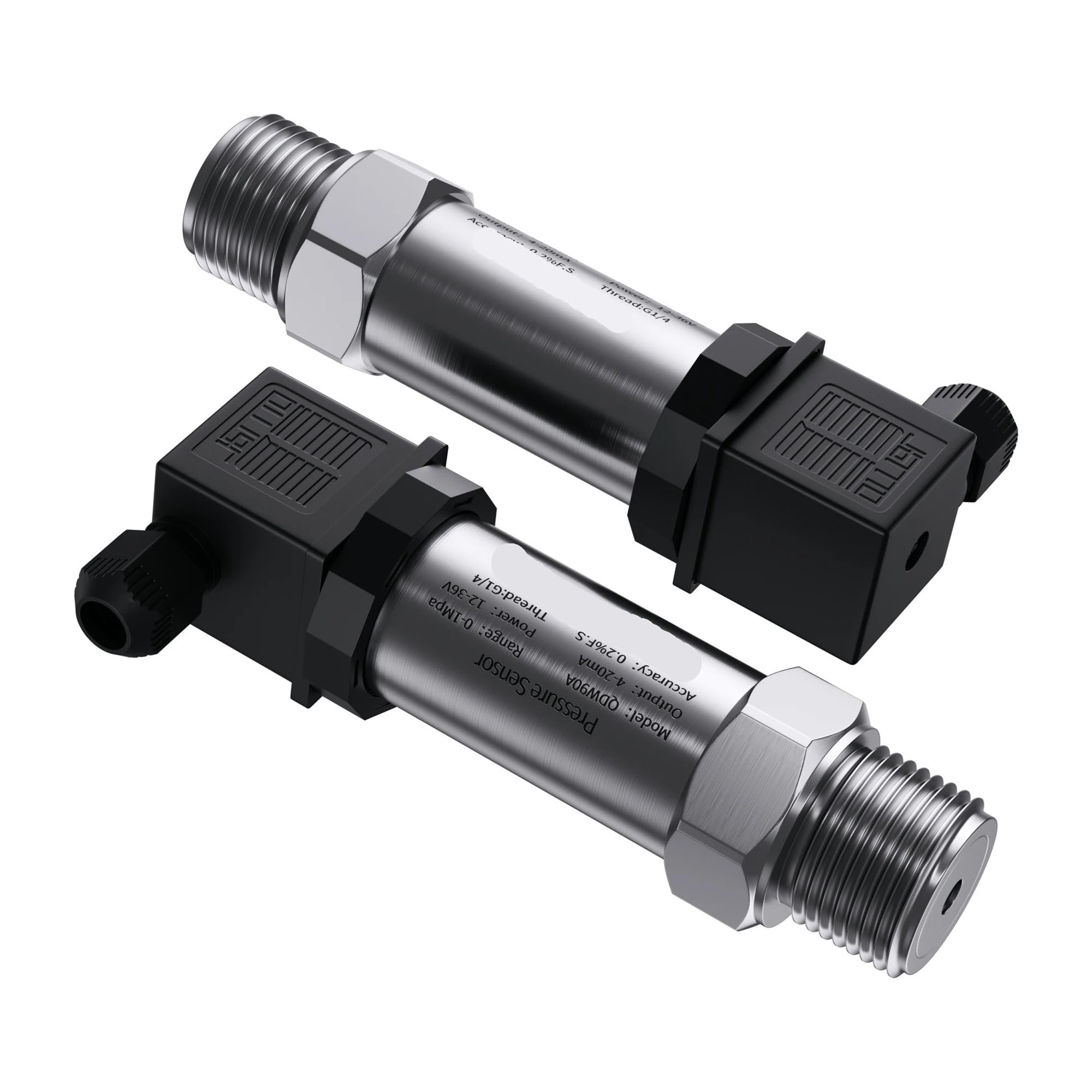 PEQYUACTE 10bar 500Kpa 0.2bar Pressure Transmitter 50bar 10Mpa 100bar 4-20mA 0.5-4.5V Sensor RS485 24V Supply G1/4" Pressure(4-20ma Dc24v,0-25Mpa)