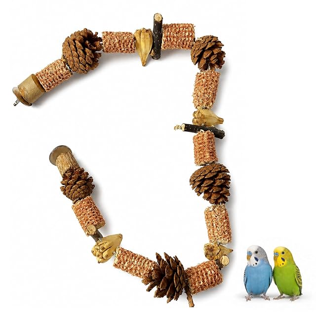Pyralidsg Juguetes para Loros, 80cm Accesorios para Jaulas de Loros, Perchas para Pajaros de Madera Natural
