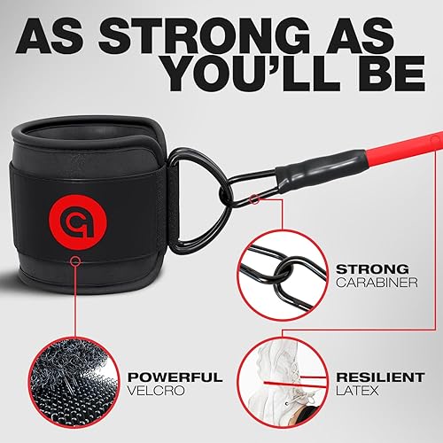 Miniatura 2 de ActiveGear Ankle Resistance Bands with Cuffs - Ideal for Glutes, Legs & Core Workouts, Kickback Ankle Strap Set for Home Workout Equipment & Gym