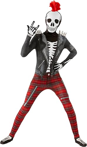 Morphsuits Disfraz de esqueleto para niños, body de esqueleto punk para niños, disfraz de esqueleto para niños, disfraz de esqueleto para niños