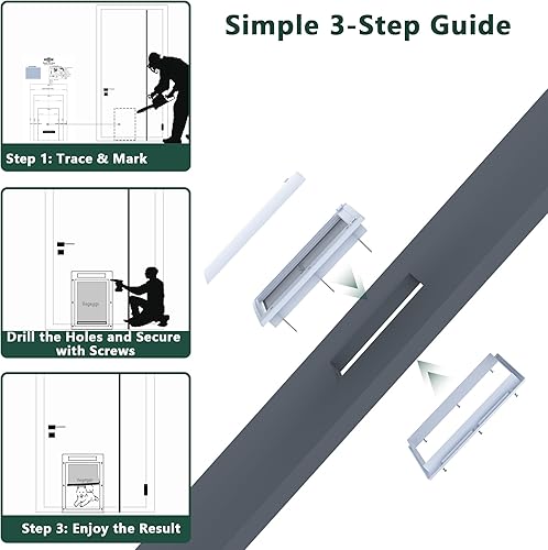 Miniatura 6 de Puerta para mascotas, puertas grandes interiores y exteriores, marco de policarbonato y túnel telescópico, puerta para perros y gatos, puerta para