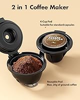 Vista 2 de Kismile Single Serve Coffee Maker, 2 in 1 Pod Coffee Maker Machine for K-Cup & Ground, 6 to 14oz Brew Sizes, 40oz Removable Water Reservoir, LCD