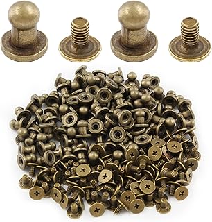 Moicstiy 100Set 5mm Round Head Button Studs Bronze Button Stud Screw Leather Button Rivets for Bag, Belt, Craft, DIY Decoration