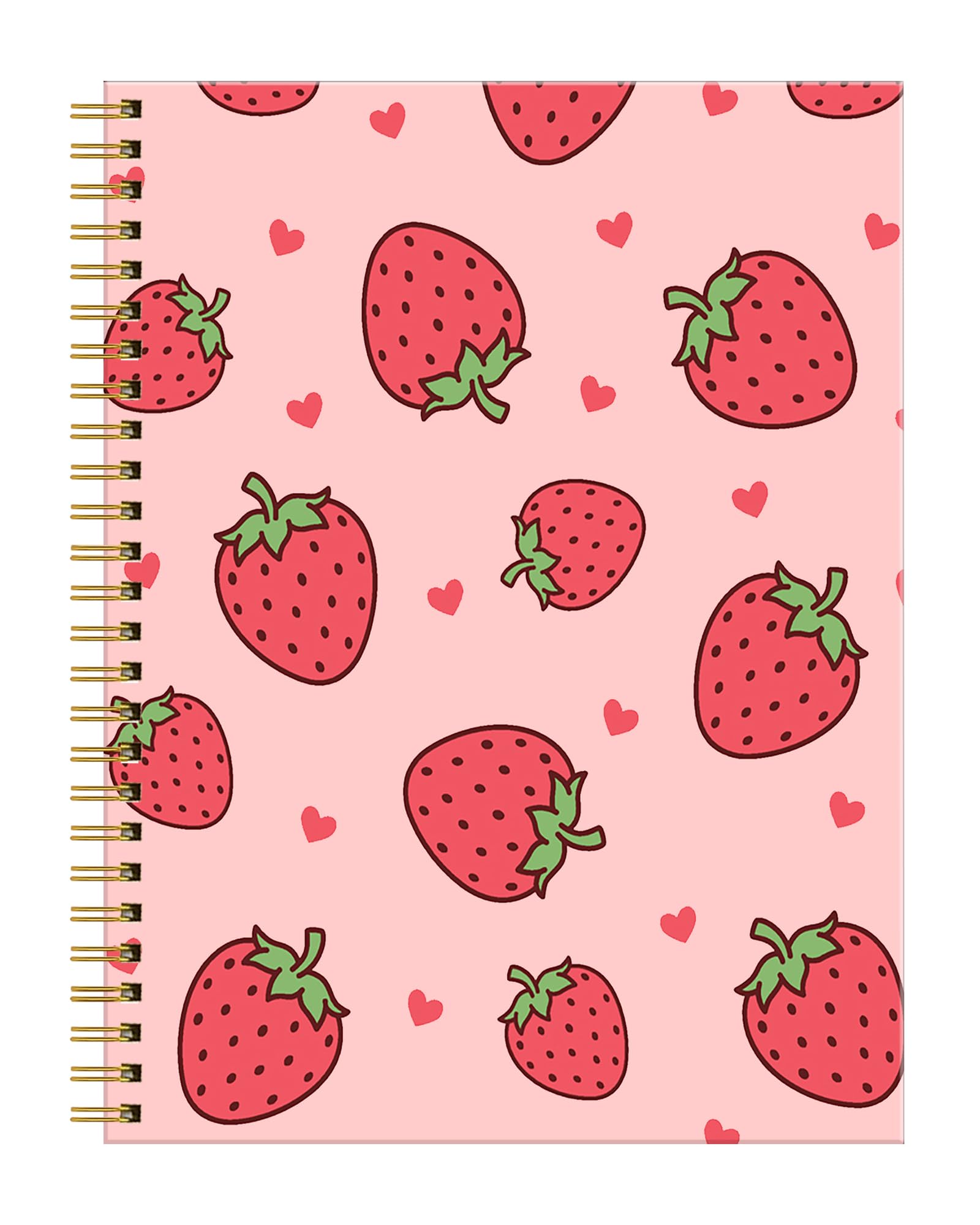 Spiral Journal Notebook for Women,Cute A5 College Ruled Notebooks 6"x 8.4", 120 Pages Lined Journal with Premium Thick Paper,Perfect for School Office Home Gifts(Pink Strawberry)