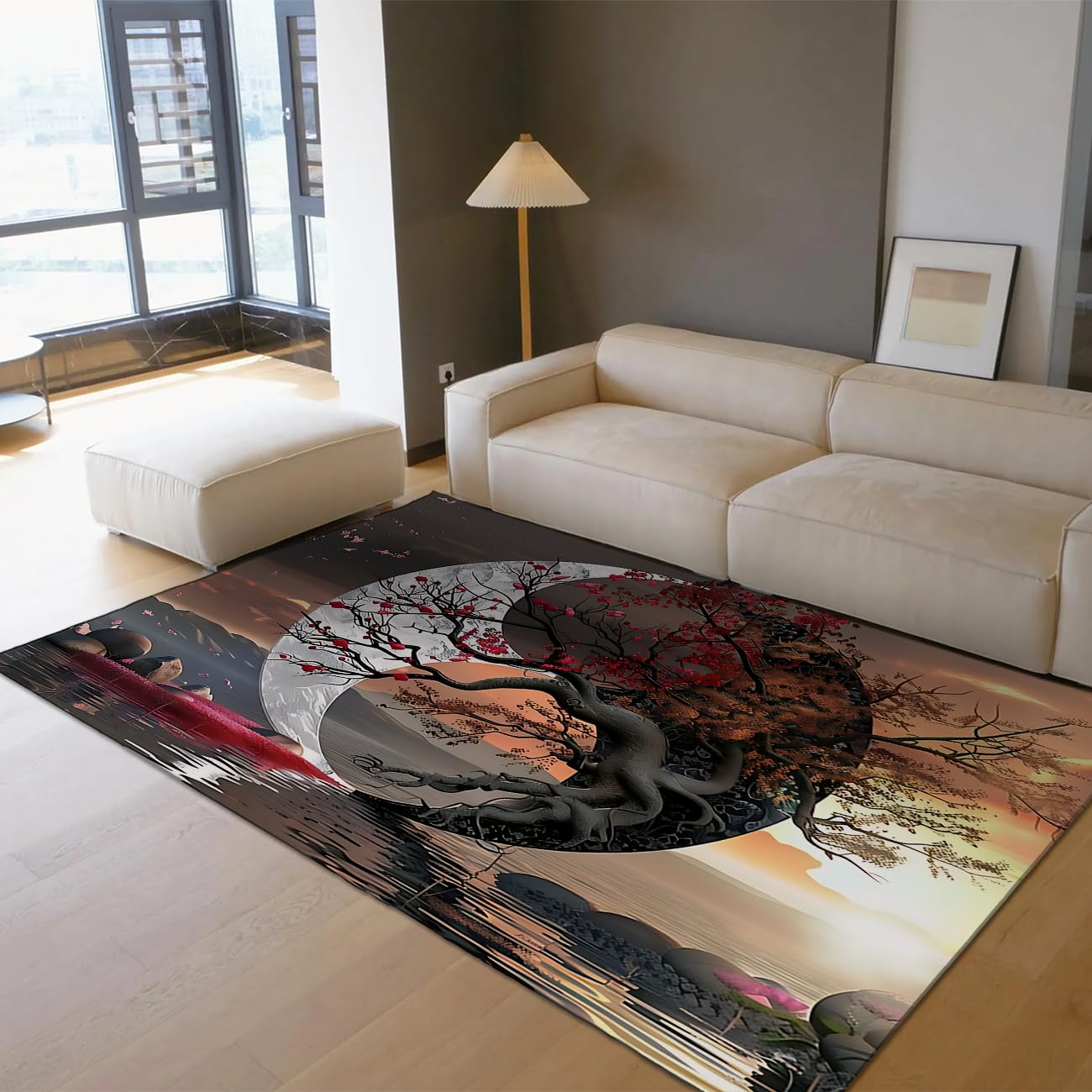 Tapis Yin Yang château fée pour déco de chambre fantasy unique