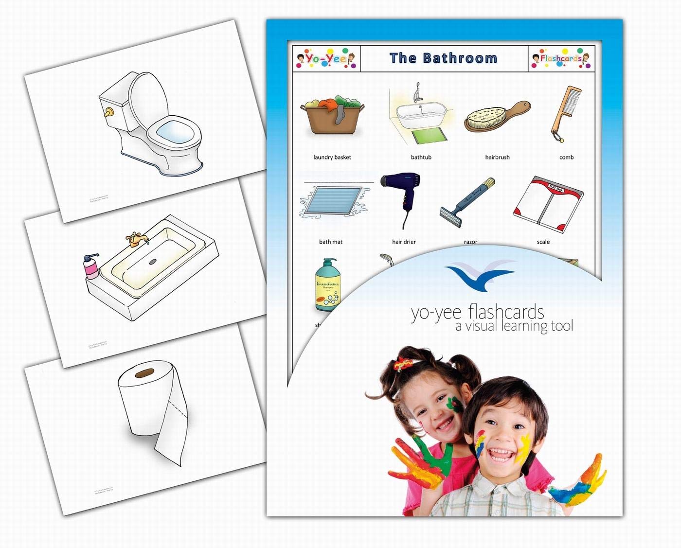 Yo-Yee Flashcards - Bathroom and Body Care Picture Cards - English Vocabulary Picture Cards for Toddlers, Kids, Children and Adults - Including Teaching Activities and Game Ideas