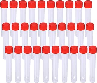 30Pcs 20ML Plastic Vial Tube with Screw Caps, Lab Test Tubes PP Material Sample Tubes Plastic Frozen Vial Seal Cap Container for Laboratory School Educational Scientific Experiments, Seed