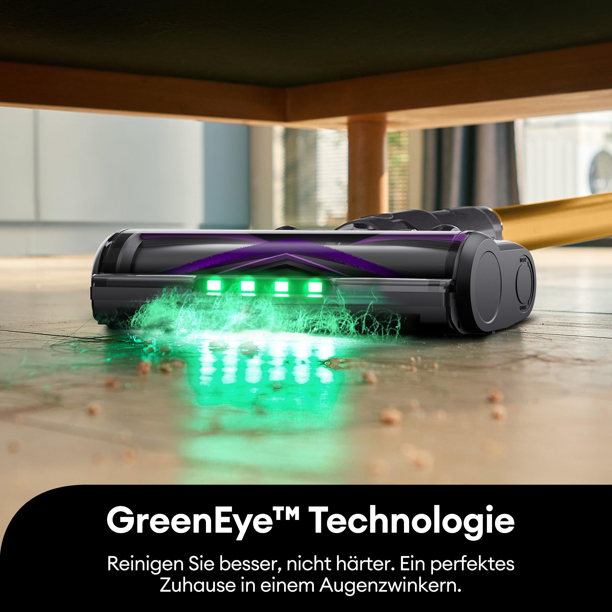 Ultenic Akku Staubsauger,55KPA/600W/60Mins Staubsauger Kabellos mit 180° klappbarem Rohr, 1,5L Großer Staubbecher, Anti-Tangle-Bürste, GreenEye-Technologie,Licht für Hartböden Teppiche Tierhaare