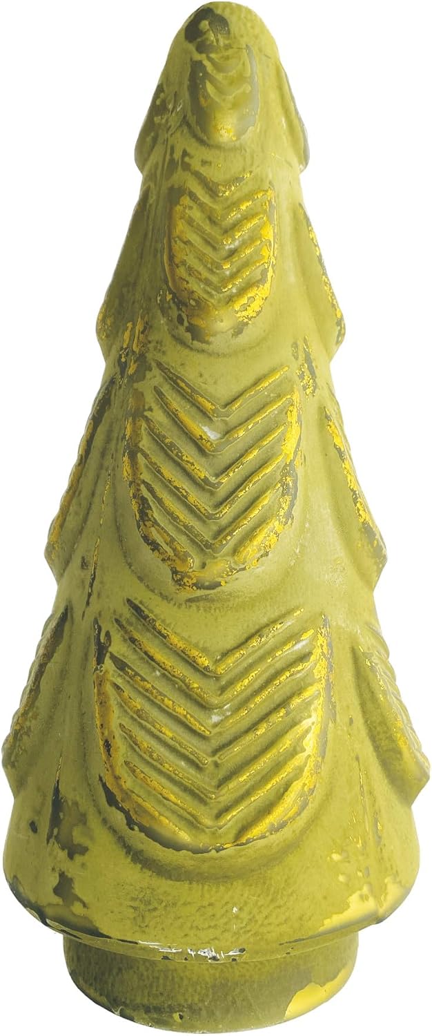 Creative Co-Op Tall Matte Embossed Glass Tree, Green and Gold