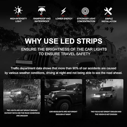 Miniatura 7 de Kit de barra de luz LED, 42 pulgadas, 900 W + 22 pulgadas, 450 W, haz combinado de luces todoterreno + 4 luces antiniebla LED de 4 pulgadas 60 W con