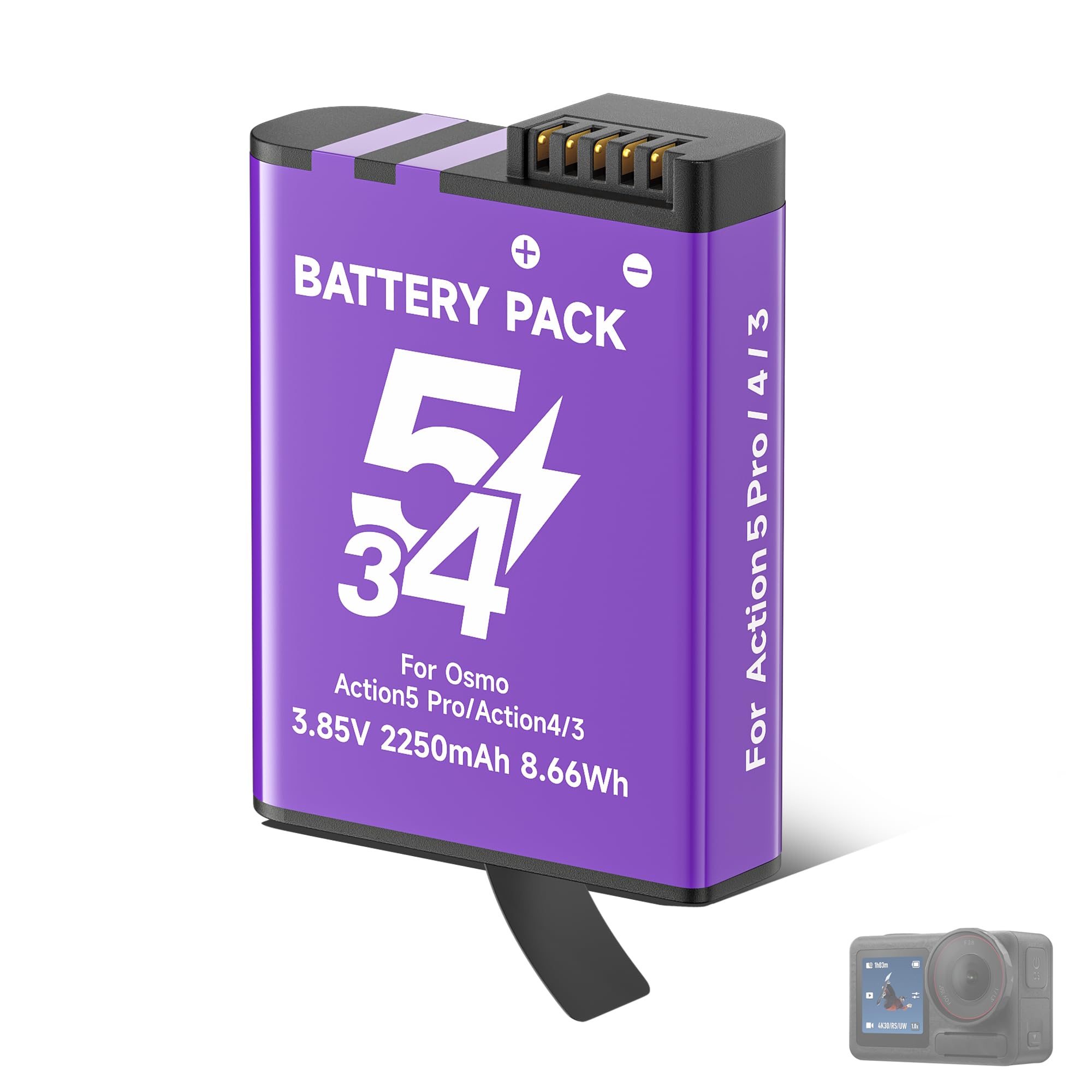 CITYORK Batteria di ricambio da 2250 mAh per DJI-Osmo. Action 6/5 Pro/Action Osmo Action 4/Action 3/Osmo 360 Extreme batteria, batteria ricaricabile a lunga durata