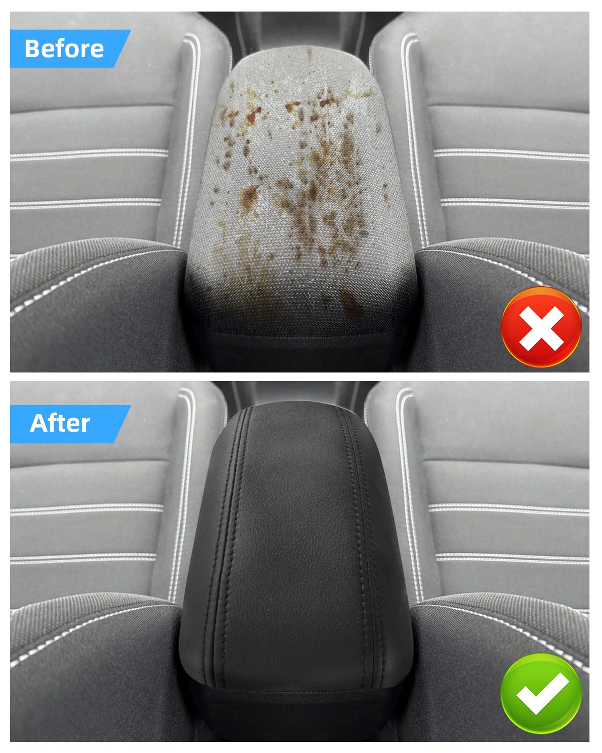 Armlehnenabdeckung für Dacia Sandero 3 2021-2025, Mittelarmlehne Abdeckung aus PU-Leder, Sandero Stepway Armlehnenschutzhülle Mittelkonsole Zubehör zur Erhöhung der Armlehne, Schwarz