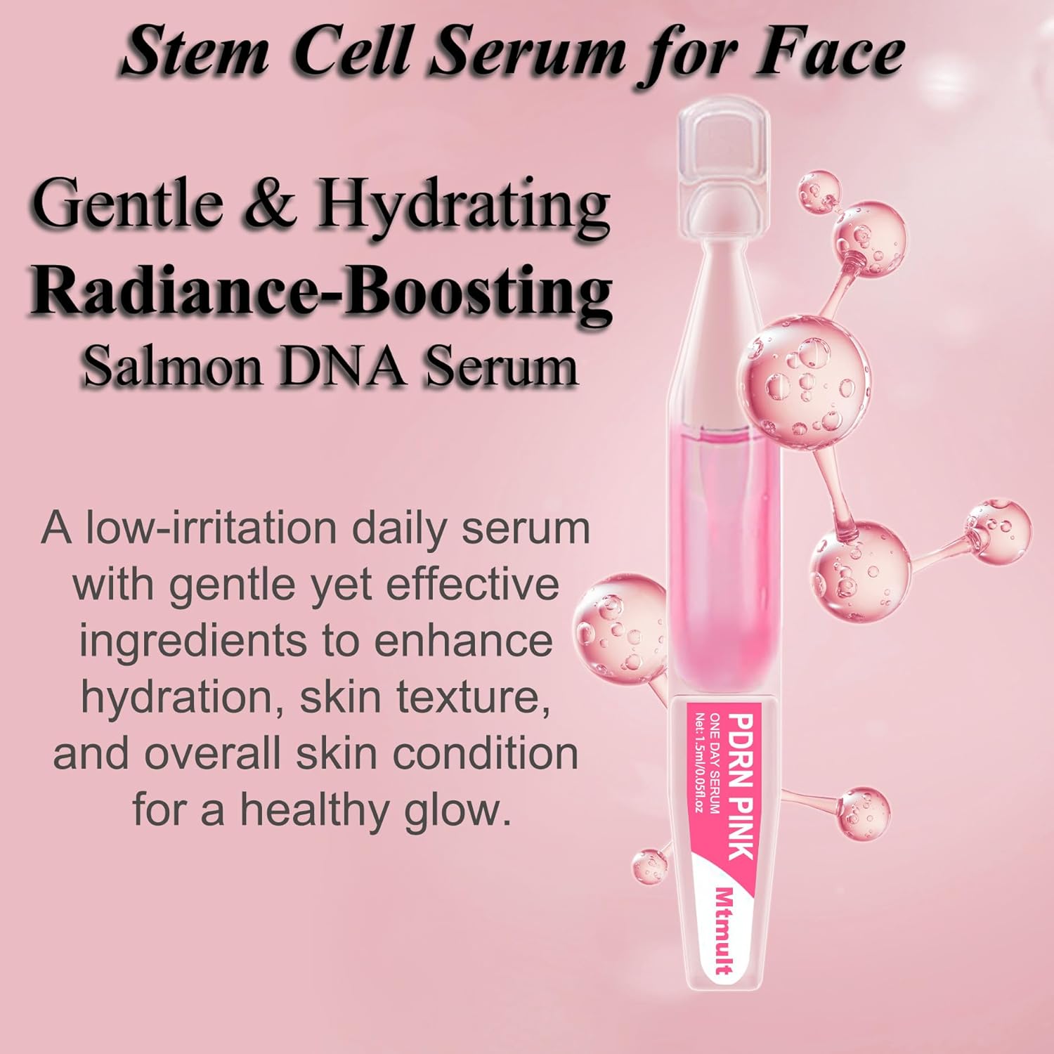 Mtmult Salmon PDRN Serum, Salmon DNA for Face, PDRN Serum - Intense Firming, Repairing, Moisturizing with Collagen, Glutathione, Hyaluronic Acid, 0.05 fl.oz x 10 - Image 7