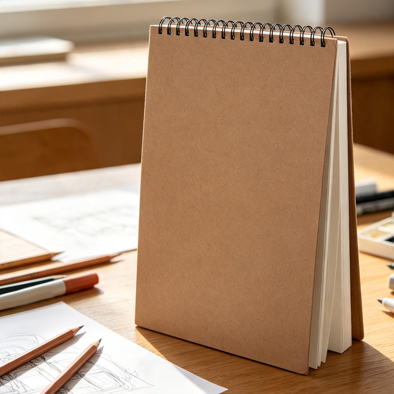 Lurrose Carnet de croquis à spirale : Cahier de croquis relié à couverture rigide 39,6 x 25,9 cm, papier à dessin vierge non ligné pour artistes et étudiants, 60 feuilles/carnet