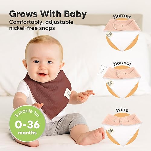Miniatura 201 de KeaBabies 8 unidades de baberos tipo bandana orgánicos para niñas - Baberos tipo triángulo súper absorbentes para bebés que babean y están en
