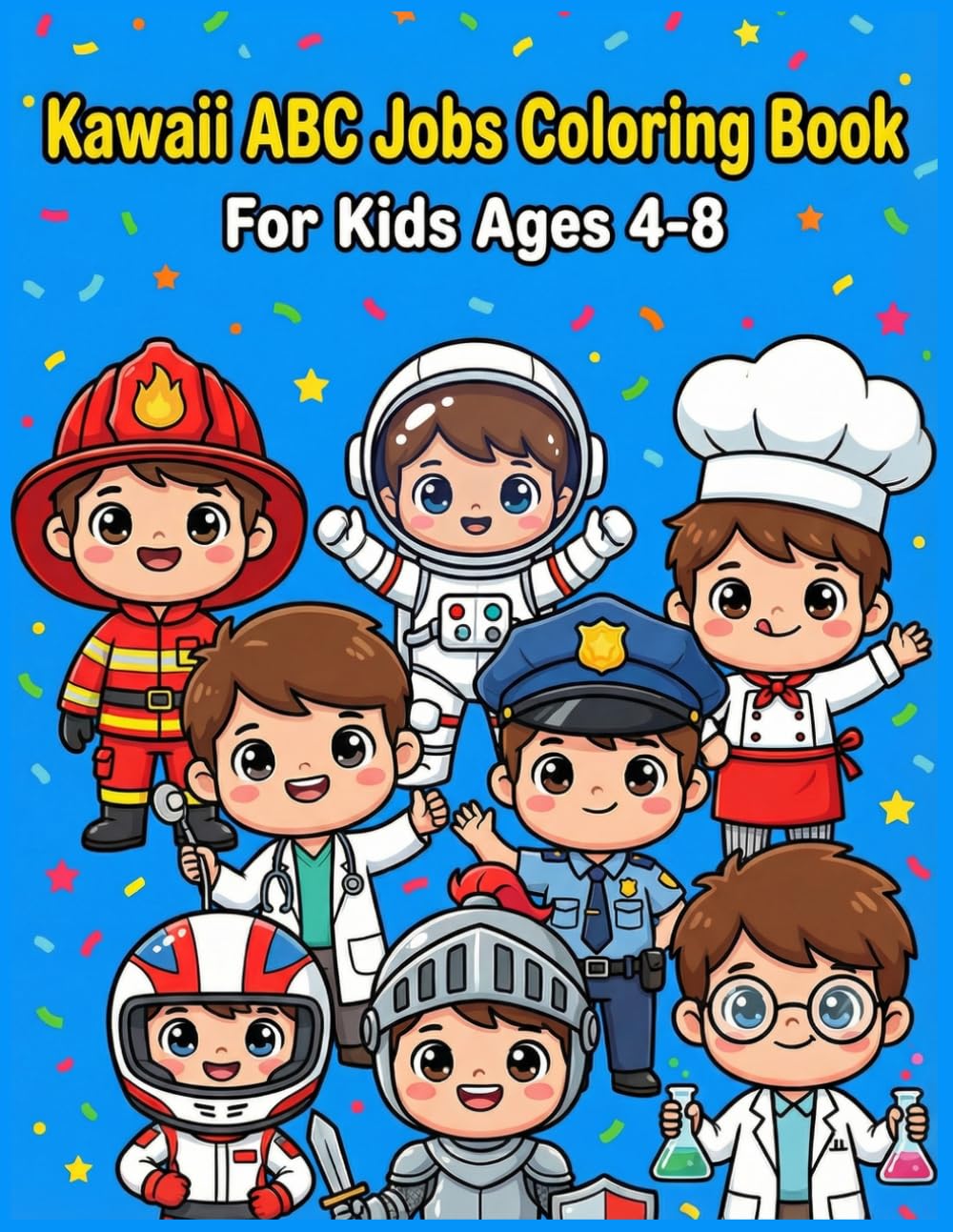 Kawaii ABC Jobs Coloring Book for Kids Ages 4-8: A to Z Alphabet Careers and Occupations Activity Book for Boys