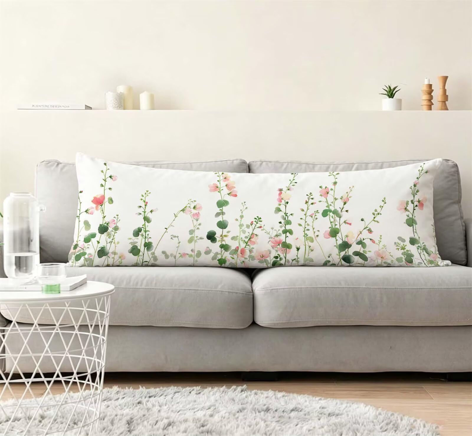 Weiß-2 Seitenschläferkissen bezug 55 x 160 cm Schwangerschaftskissen Samt | Tier Langes Kissenbezug mit Unsichtbarer Reißverschluss XXL Kissenbezug Komfortkissen für Bett Sofa Deko j-7