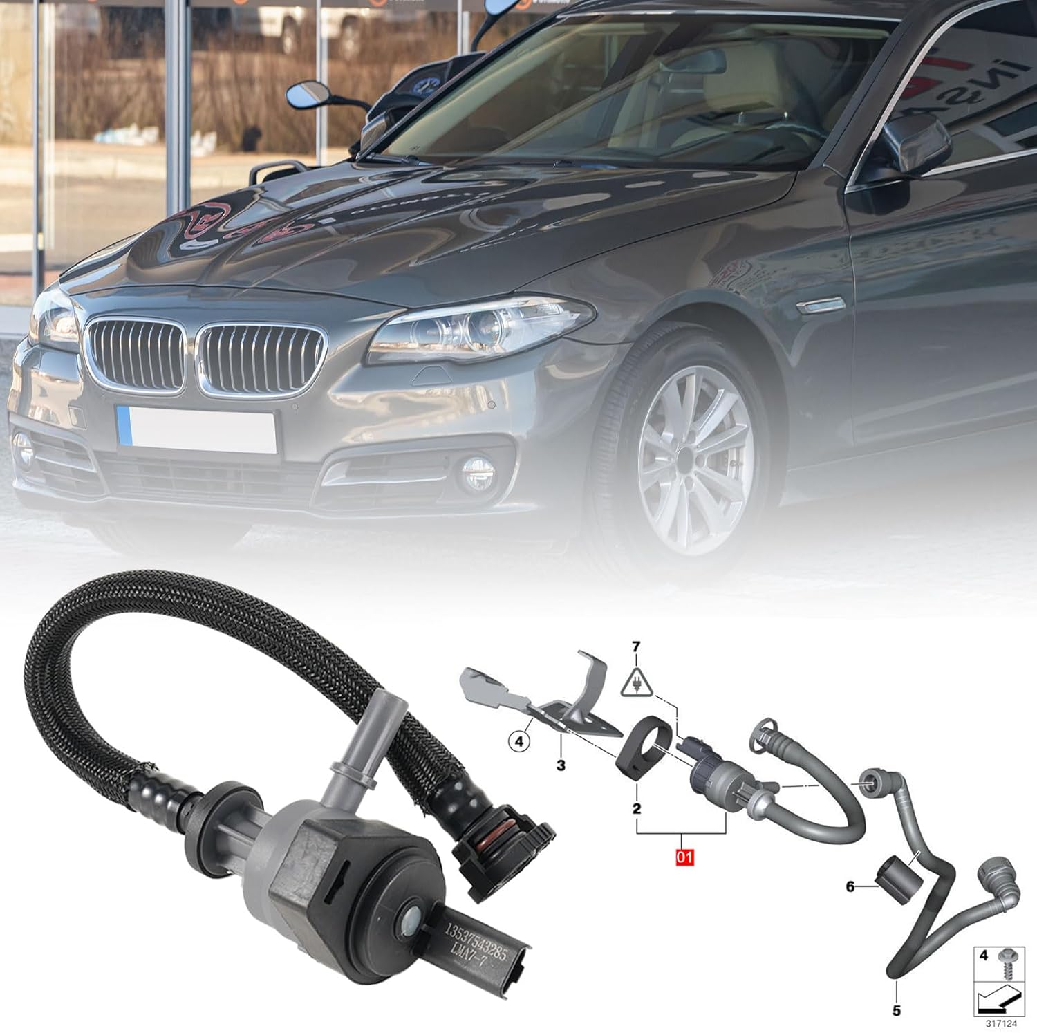 13537543285 Fuel Tank Breather Valve Compatible for MINI 2007-2010 R55 R56 R57 Replace#2M1362 PV728 EC2109 2VCV0013 4200284 AS509