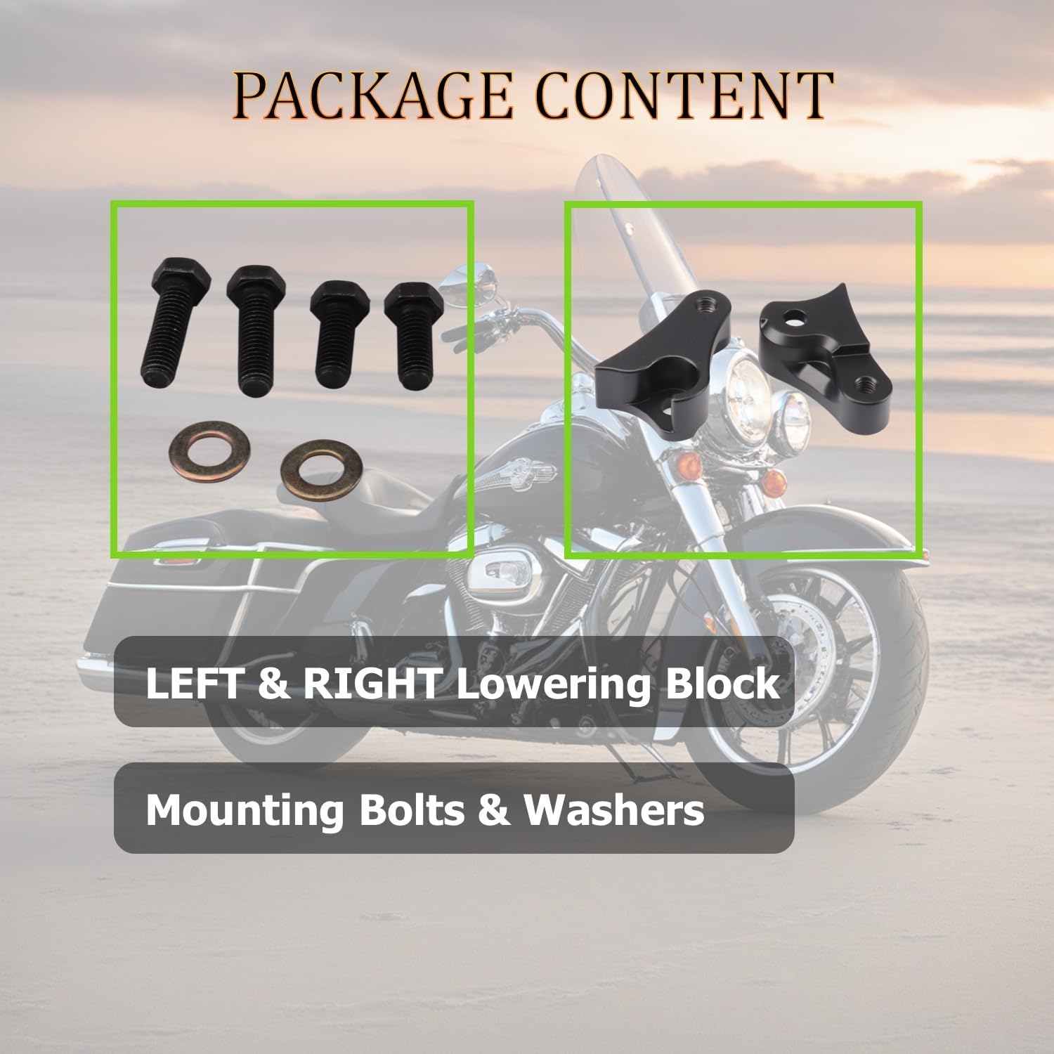 08-23 1" Lowering Link Kit Fits for Harley Davidson Touring Street+Glide Road+Glide Ultra+Limited Special CVO 2017-2021 Shocks(Black)