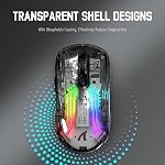Wireless Gaming Mouse PC Transparent Shell Computer Mice with Tri-Mode BT5.0/2.4G/USB-C,3D RGB Lighting,Ergonomic 7 Buttons Programmable,Rechargeable Mute Mouse for PC Laptop Tablet PS4 PS5 Xbox one