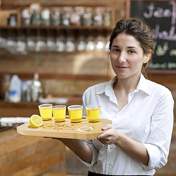 Amazon.com | Tebery 6 Slot Tequila Shot Board with Handle, Tequila