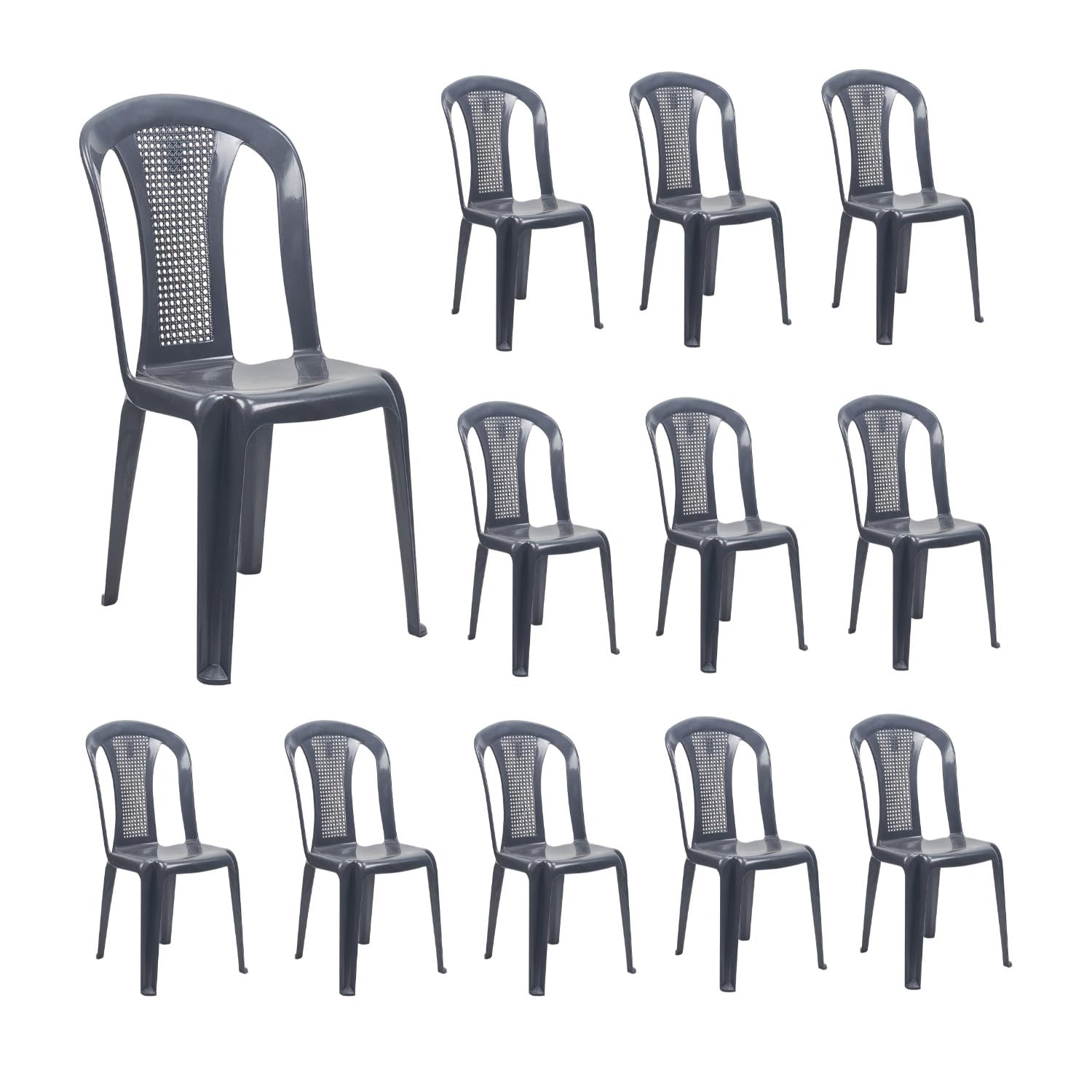 7H SEVEN HOUSE Pack 12 Sillas de Exterior Apilables sin Reposabrazos Napoli 49x42x88cm 7house