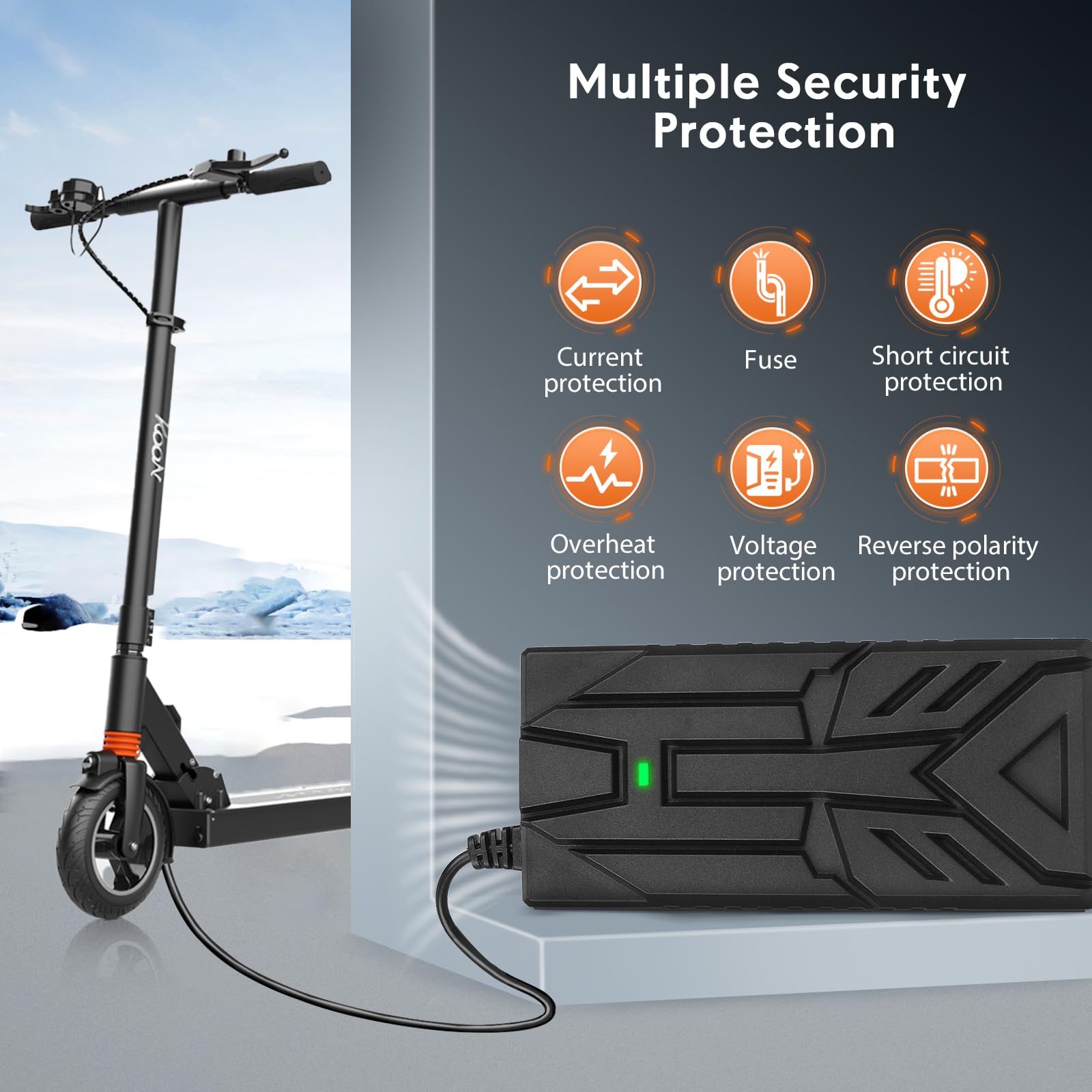 54,6V 2A Chargeur Trotinette Electrique pour Xiaomi 4 Ultra/4 Pro 2nd Gen/5, 5 Pro，48V Chargeur Universel Batterie Lithium avec 7 Connecteurs，Charge Rapide pour Hoverboard, E-Bike,Scooter