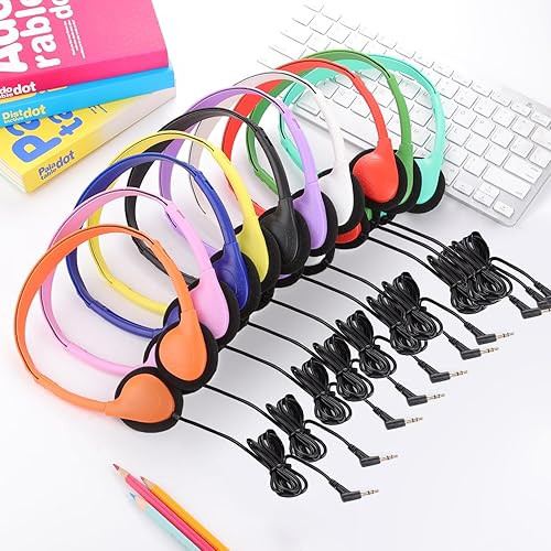 Miniatura 6 de Ladont Paquete de 30 auriculares para niños a granel para la escuela, aulas, auriculares con cable para niños, estudiantes, niños, adolescentes,