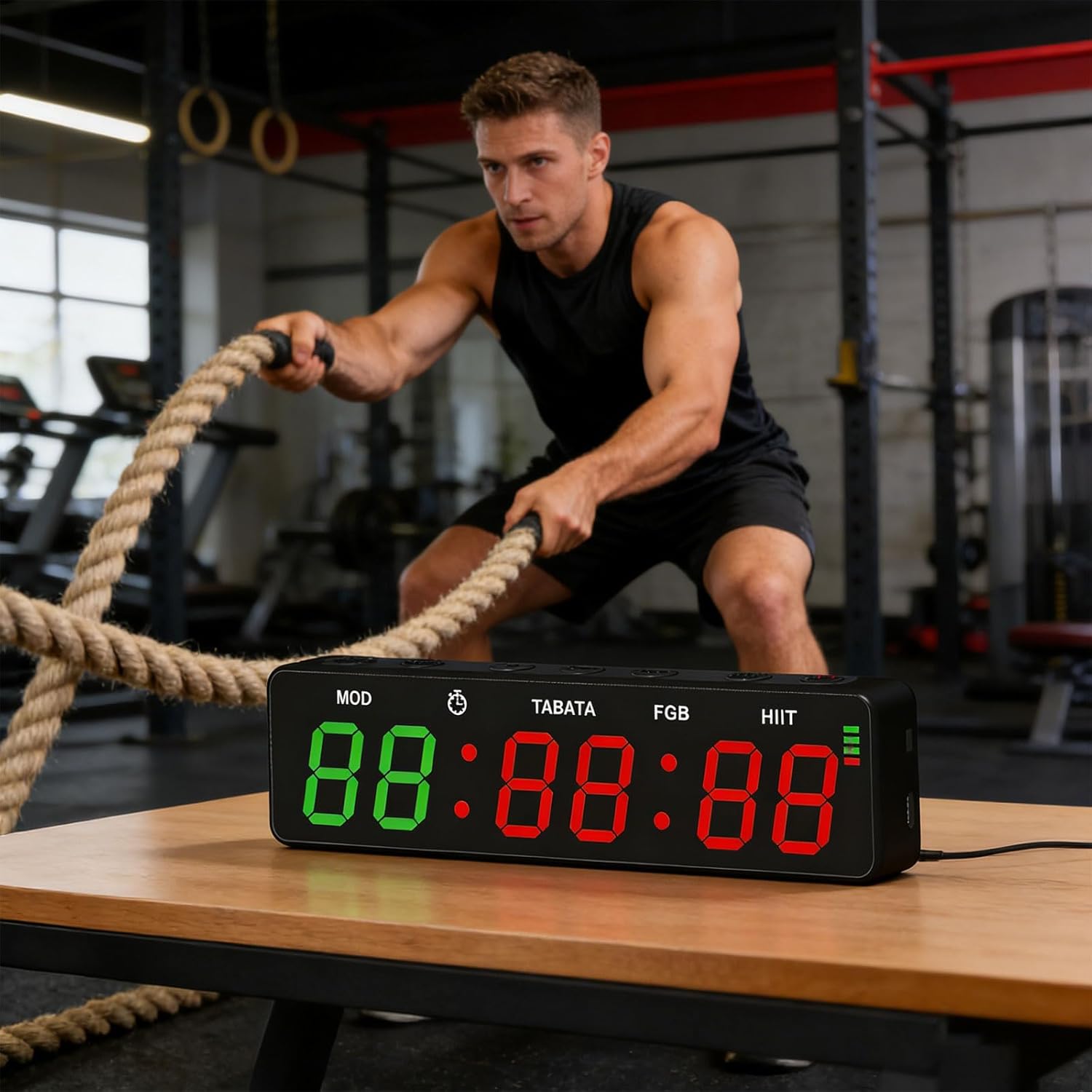 Multifitness Training Timer with 8 Exercise Modes Including Interval Clock USB C Fast Charging Portable Stopwatch
