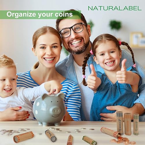 Miniatura 5 de NATURALABEL Tubo de papel surtido de 80 quilates, embalaje de 32 cuartos, 16 centavos, 16 níquel y 16 centavos, papel de regalo de monedas plateadas