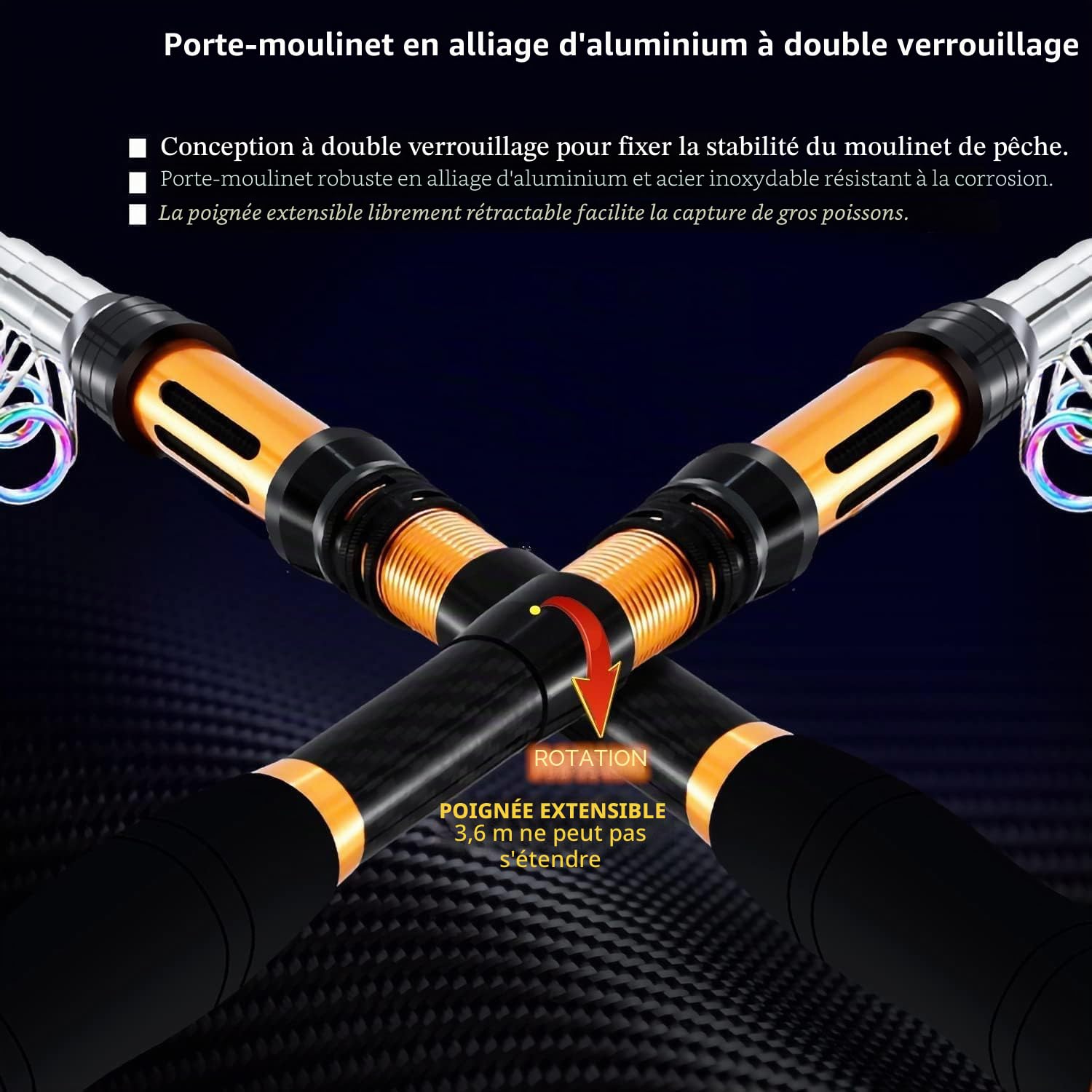 Télescopique Ensemble de Canne à pêche Portable et Moulinet en Fibre de Carbone Pointe,Kits de Sac de Transport de Ligne de leurres de pêche