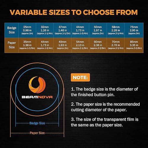 Miniatura 6 de BEAMNOVA 100 juegos de suministros de botones de metal en blanco de 0.984 in  0.98 pulgadas (aproximadamente 1 pulgada) para máquina de hacer