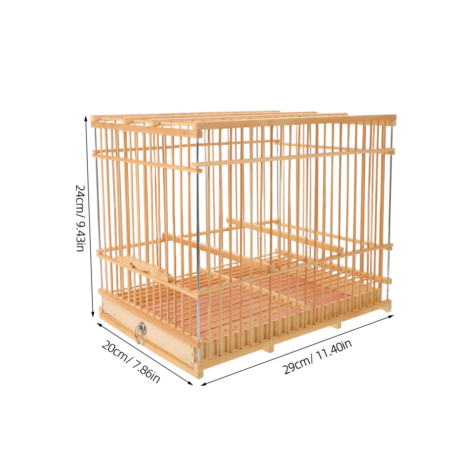 Veemoon Petite Cage à Oiseaux en Bambou Rectangulaire 30x20x24 Cm Cage pour Animaux de Compagnie Portable pour Perruches et Canaris et Petits Perroquets Nid Décoratif pour Balcon