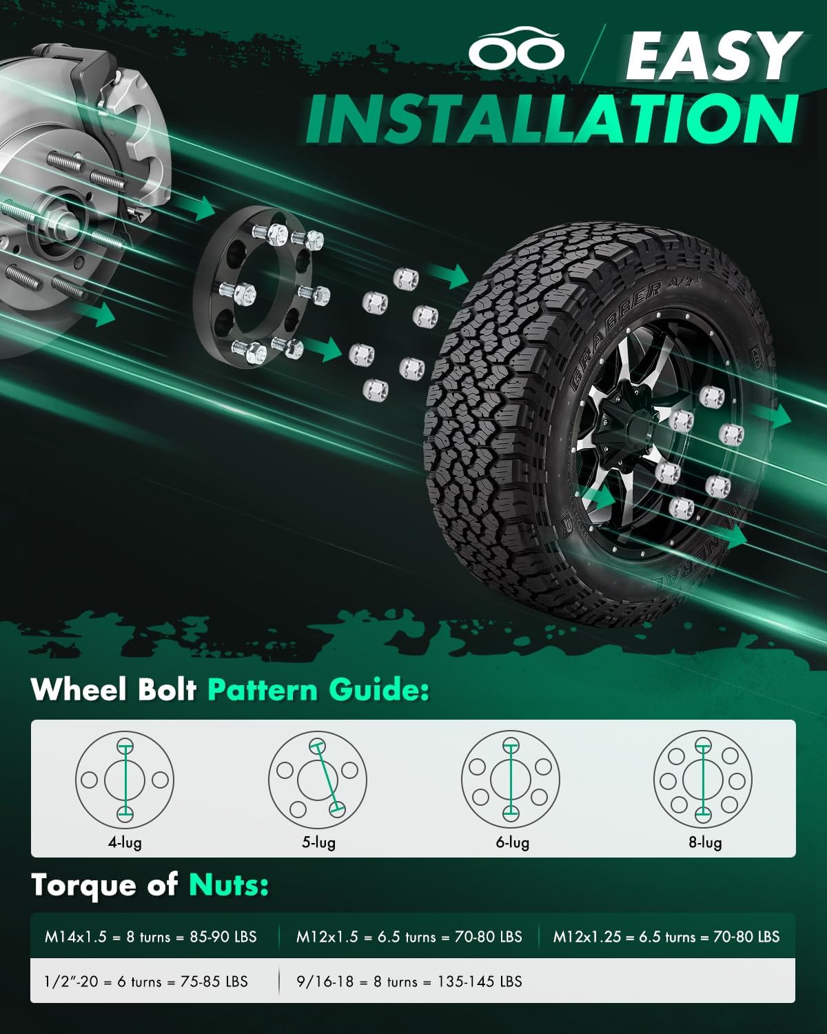 SCITOO 2Pcs Wheel Spacers 1 inch 6x5.5 Bore 108mm Studs 12x1.5 6 Lug Wheel Spacers Adapters Fit for for Toyota for Tacoma for Toyota for 4Runner for Toyota for Tundra for Toyota