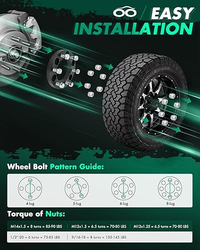 Miniatura 6 de SCITOO 4 espaciadores de rueda de 1 pulgada, 6 x 5.5 de diámetro de 4.252 in, pernos de 12 x 1.5 y 6 lengüetas, adaptadores para Toyota para Tacoma